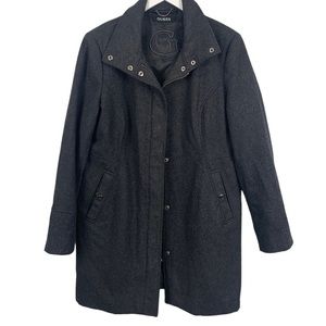 Guess Wool Blend Gray Zip Button Contemporary Lined Coat Jacket Size XL
